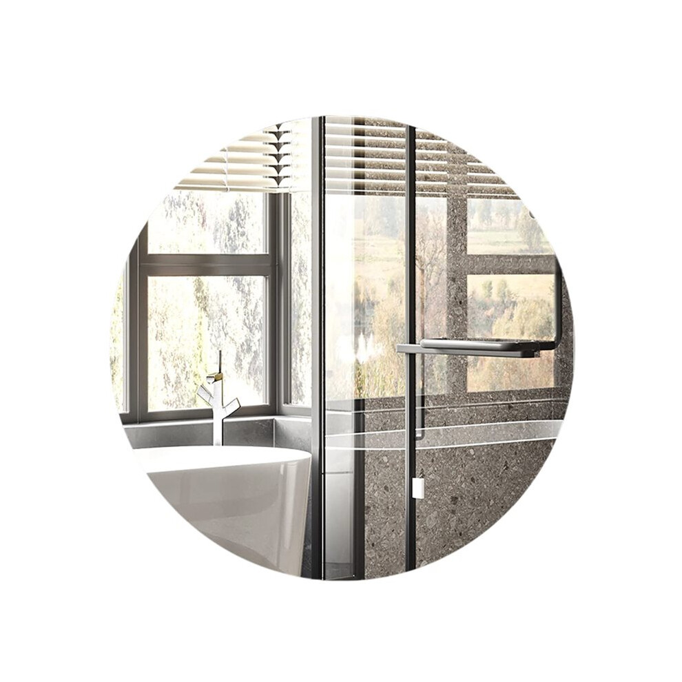 Tauoh Self Adhesive Round Mirror Frameless Glass Stick Wall Mirror, 40Cm For Bathroom Living Room Hallway Dressing Table