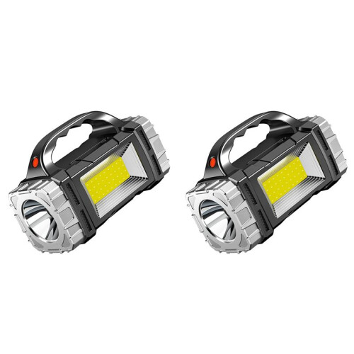 2X Portable Solar  Flashlight USB Rechargeable Waterproof Handheld Lantern LED Flashlights