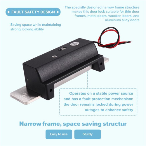 1Pc Electric Strike Lock, Fail Secure Narrow Frame Electronic Door Lock for Access Control and Security Doors Locking 2