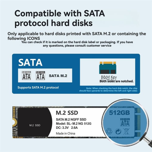 M.2  Solid State Mobile Hard Disk Box USB 3.2 Metal Heat Dissipation External Type-C Interface  Protocol SSD 2