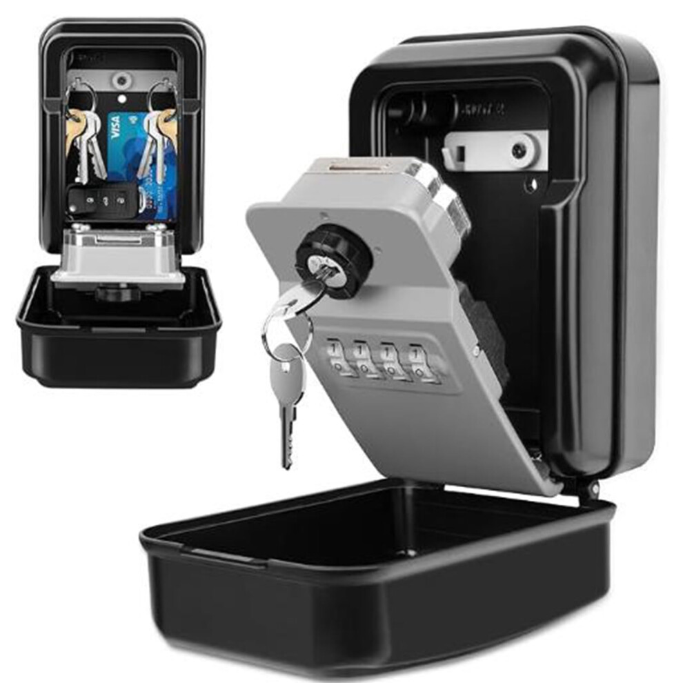 Key Lock Box For Outside Wall Mount, Weatherproof Metal Safe With Secure Combination Access, Gray 9073542208501