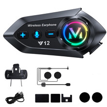 Auriculares Bluetooth de alta gama Y12 para casco con batería de 500 mAh, 13 horas de reproducción de música, resistencia al agua IPX6,