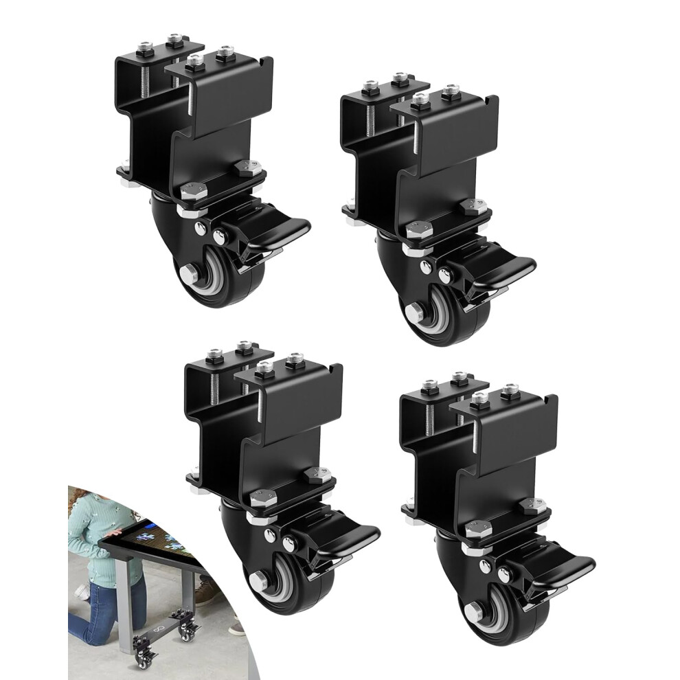 Caster Wheels For Furniture, Rubber Riser Set For Arcade1up Infinity Table, 360 Swivel Casters With Locks 9330225546009