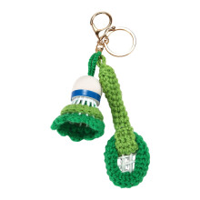 Porte-clés en Crochet avec thème de raquette de badminton,-Vert
