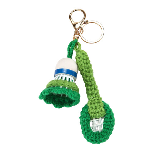 Porte-clés en Crochet avec thème de raquette de badminton,-Vert