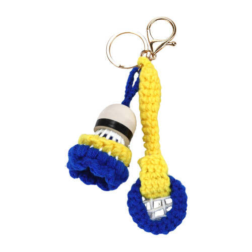 Lightweight Portable Crochet Badminton Keychain-Blue