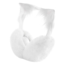 Cartoon Kitten Ear Warmer for Outdoor Sports, Travel,-White