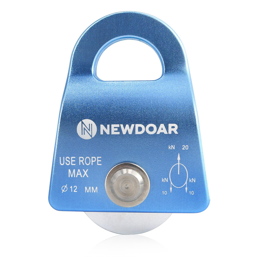 Newdoar Ce Certified 20Kn/4500Lb Micro Mobile Single Pulley Max Rope 1/2'' For Climbing, Rescue Lifting,Hitch Tending- Blue 1Pcs 5051224765102