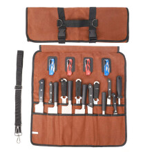 Knife Bag, Knife Roll with 18 Slots, Chef Knife Roll Bag with Handle and Shoulder Strap, Large Durable Waxed Canvas Chef Knife Bag, Camping knife Case