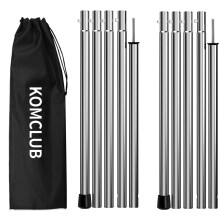 KOMCLUB Telescoping Tarp Poles Heavy Duty Thickened Durable Stainless Steel Adjustable Tent Poles for Tarp Set of 2, Camping Backpacking Tarp Awning