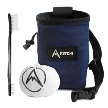 Psychi OG Waist Chalk Bag Starter Pack Bundle for Rock Climbing Bouldering Gym (Navy Blue)