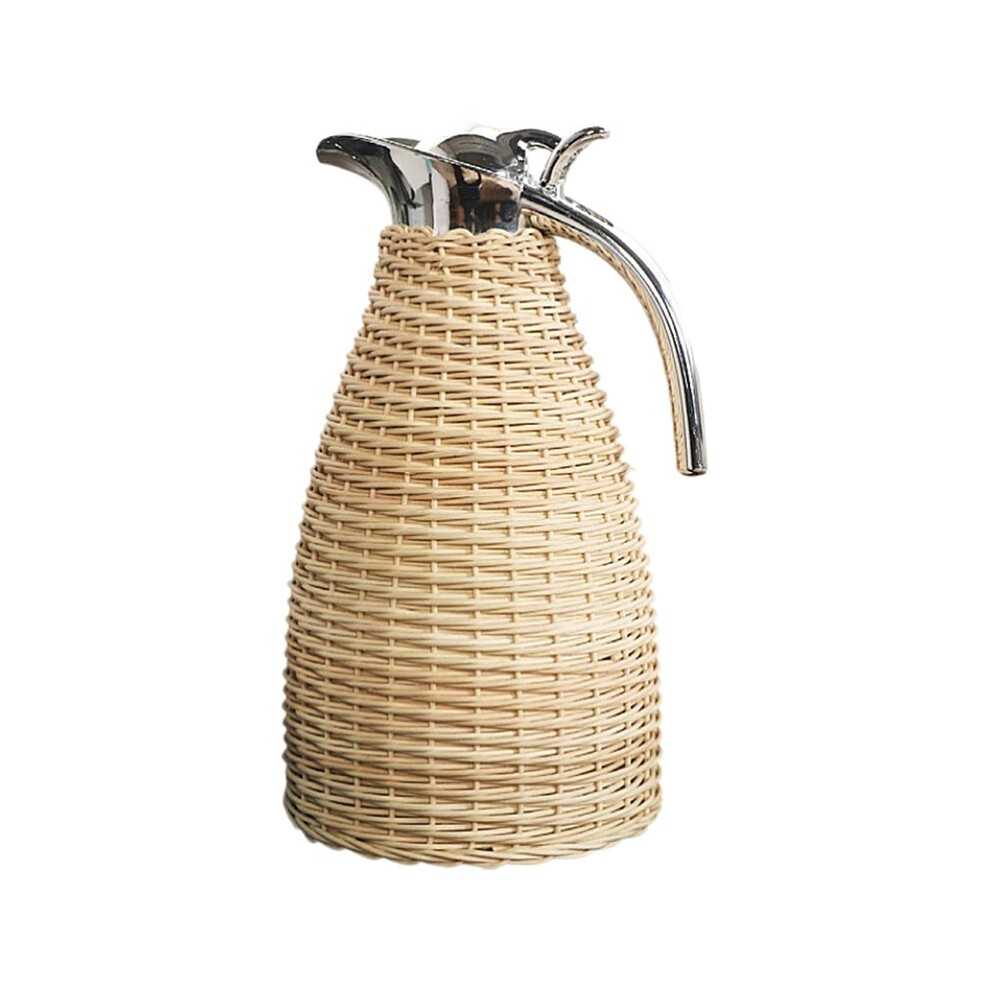 Saudism Bamboo Woven Handmade Bamboo Traditional Kettle Stainless Steel Liner Decorative Kitchen Hot Water Tool 2L C