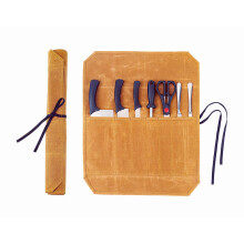 Denifiter Durable 16OZ Waxed Canvas Knife Roll Construction Bag-Knife Bags for Chefs Professional with 7 Pockets - (Khaki)