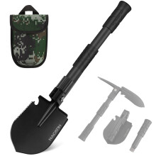 NACATIN Folding Shovel: 9-in-1 Survival Shovel for Camping, Car Emergency & Outdoor Digging | Portable Multi-Tool with Pouch