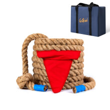Tug of War Rope with Flag for Kids and Adults - Soft Natural Jute Fiber Rope for Field Day Team Building Party Game Camping Backyard Outdoor Games