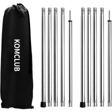 KOMCLUB Adjustable Tarp Poles Camping Tent Poles Stainless Steel Lightweight Tarp Poles for Sun Sails Canopy Awning Shelter Backpacking Hiking 78 in