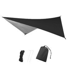 TRIWONDER Waterproof Camping Tarp Shelter Lightweight Hammock Rain Fly Tent Tarpaulin for Hiking Beach Picnic, Includes Pegs, Ropes, Carry Bag (Black,