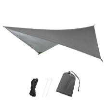 TRIWONDER Waterproof Camping Tarp Shelter Lightweight Hammock Rain Fly Tent Tarpaulin for Hiking Beach Picnic, Includes Pegs, Ropes, Carry Bag (Grey,