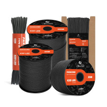 Abma Cord Paracord 4mm 15m 100% Nylon Rope 9 Strands Type III Parachute Cord for DIY, Camping, Survival, Outdoor - Max. 280kg - Black