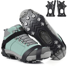 HONYAO Crampons, Ice Cleats for Shoes and Boots, Snow Grips for Men Women, Silicone Stainless Steel Ice Grips for Winter Walking Hiking Outdoor