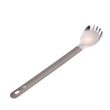 TOAKS Titanium Long Handle Spoon Spork with Polished Bowl Outdoor Camping Cutlery (SLV-14)