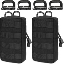 MUCHER 2 Pack EDC Pouch Molle Pouches Tactical Waist Bag Utility Waist Pack with 4 Hooks for Outdoor Hiking Hunting Camping Training (L, Black)