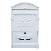 Galvanized Wall Mounted Mailbox with Lock, Large Capacity, Weather Resistant, Retro White Design
