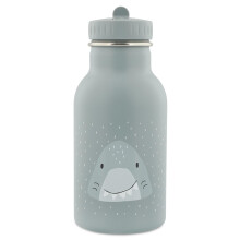 Trixie Drinking Bottle - Mr. Shark - 350ml Stainless Steel Water Bottle for Kids - Grey - Leakproof - Eco-Friendly and BPA-Free