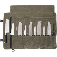 YWYHHM Chefs Knife Roll Bag,12OZ Waxed Canvas Knife Bag,11 Slots Chef Knife Bag,Knife Case Storage Tote,Tool Roll Cutlery Tool Case for Camping