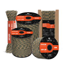 Abma Cord Paracord 4mm 15m 100% Nylon Rope 9 Strands Type III Parachute Cord for DIY, Camping, Survival, Outdoor - Max. 280kg - R Camo