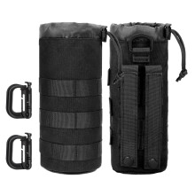 EEEKit Molle Bottle Pouch, 2PCS Tactical Water Bottle Holder with 2 D-Ring, Military Hydration Carrier Bag for Hiking Camping Backpack
