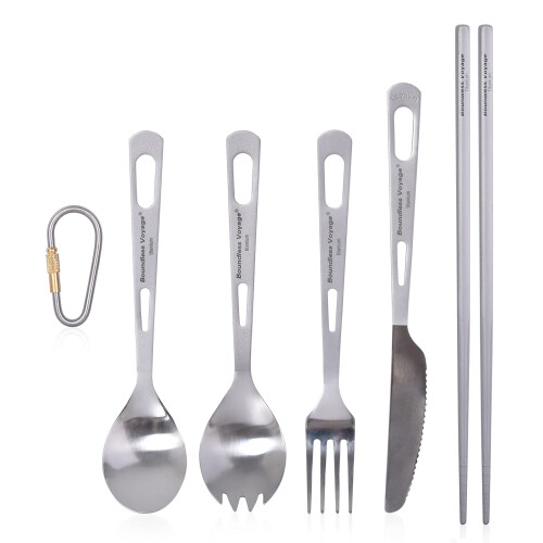 Boundless Voyage Ultra Light Titanium Camping Cutlery Set 5 Pcs