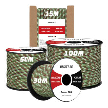 Brotree 3mm Paracord 425 100% Nylon 15M Rope 3 Strands Type II Parachute Cord for Outdoor, Craft, DIY - 192kg Breaking Load (Army Green Camo)