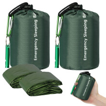 EEEKit Survival Bivy Bags, 2 Pack Waterproof Mylar Thermal Sleeping Blankets, Emergency Bivvy Bag with Whistle Gear for Camping Hiking