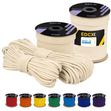 EDCX 4 mm Polyester Paracord 550 (15, 30 and 50 m) ? 4 mm Type III, Tear-Resistant Parachute Cord for Survival Made of 100% Polyester with 7 Wires |