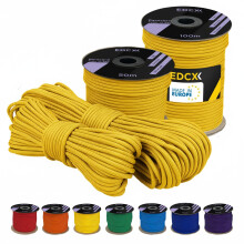 EDCX 4 mm Polyester Paracord 550 (15, 30 and 50 m) ? 4 mm Type III, Tear-Resistant Parachute Cord for Survival Made of 100% Polyester with 7 Wires |