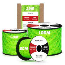 Brotree 3mm Paracord 425 100% Nylon 15M Rope 3 Strands Type II Parachute Cord for Outdoor, Craft, DIY - 192kg Breaking Load (Reflective Neon Green)