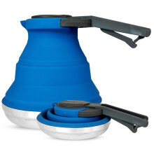 Heather UK Collapsible Foldable Camping Kettle 1.5L Silicone and Stainless Steel - Gas Stove Top, Folding Travel Portable Kettle to Take on Holiday.