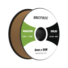Brotree Paracord 2mm 50M 100% Nylon Rope 1 Strand Parachute Cord for Outdoor, Craft, DIY - 45kg Breaking Load (Coyote Brown)