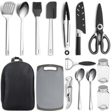 Kyraton Camping Cooking Set 15 Pack, Camping Cookware, Camping Essentials, Portable Camping Kitchen Utensil Set, Ldeal For Backpacking, Barbecuing,