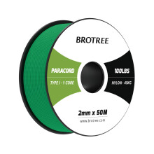 Brotree Paracord 2mm 50M 100% Nylon Rope 1 Strand Parachute Cord for Outdoor, Craft, DIY - 45kg Breaking Load (Jade Green)