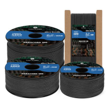 Kamu Synber 2mm Paracord 30M 100% Nylon Rope 1 Strand Type I Parachute Cord for Crafting, Outdoor, DIY, Camping | Support 45kg | Black