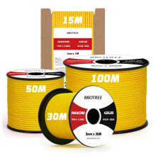 Brotree 3mm Paracord 425 100% Nylon 50M Rope 3 Strands Type II Parachute Cord for Outdoor, Craft, DIY - 192kg Breaking Load (Golden Yellow)