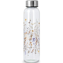 WENLIM 500ml Glass Water Bottle 0.5 litre Clear Glass Drinking Bottle with Neoprene Sleeve 0.5l Small BPA Free Glass Bottle Leakproof (Flourishing
