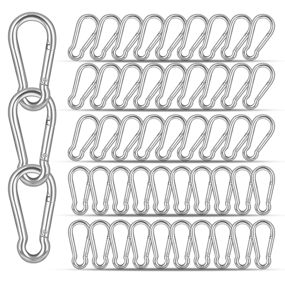 50Pcs M4 Silver Carabiner Clip, 4Cm Snap Hook Quick Link Small Clips, Spring Carabiner Link Buckle For Fishing Camping Hammock Dog Leashes- Holding 5051224797851
