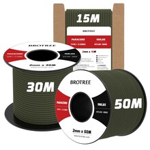 Brotree 2mm Paracord 3 Strands 30M 100% Nylon Rope Parachute Cord for Outdoor, Craft, DIY - 90kg Breaking Load (Army Green)