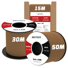 Brotree 2mm Paracord 3 Strands 30M 100% Nylon Rope Parachute Cord for Outdoor, Craft, DIY - 90kg Breaking Load (Coyote Brown)