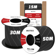 Brotree 2mm Paracord 3 Strands 30M 100% Nylon Rope Parachute Cord for Outdoor, Craft, DIY - 90kg Breaking Load (Reflective Black)