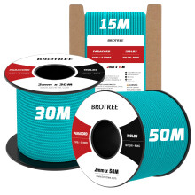 Brotree 2mm Paracord 3 Strands 30M 100% Nylon Rope Parachute Cord for Outdoor, Craft, DIY - 90kg Breaking Load (Turquoise)