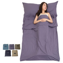 JITTY Sleeping Bag Liner 210x115cm Portable Lightweight Travel Sheet With Pillow Slot for Hotel Hostels Business Camping Backpacking Hiking Home(Grey